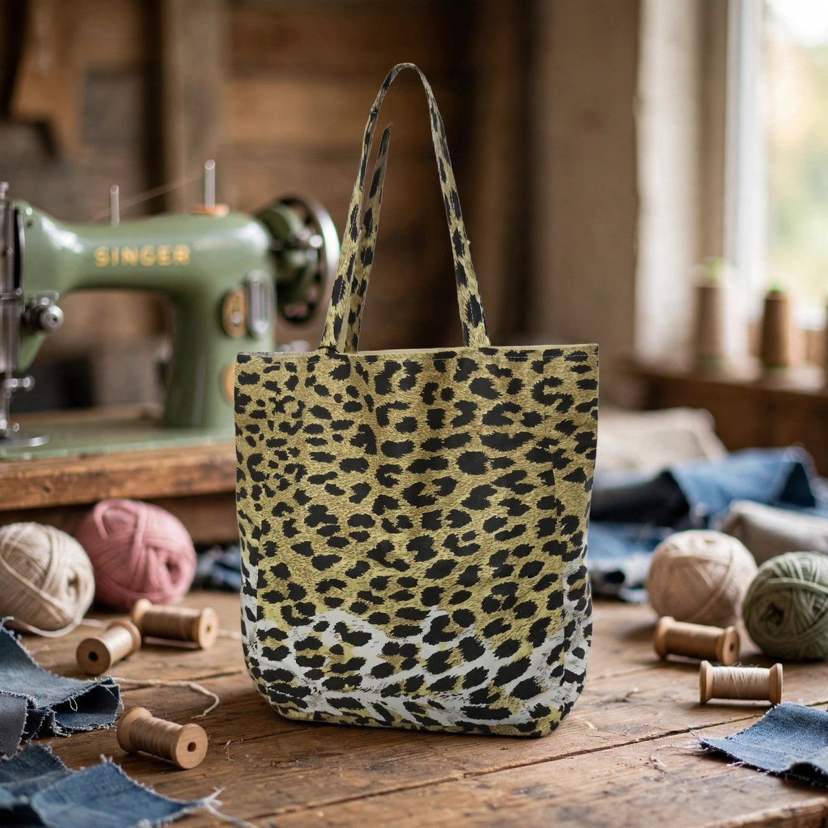 Mini Tote Bag Animalier in Cotone