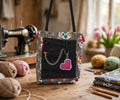 Borsa Denim con Cuore Uncinetto